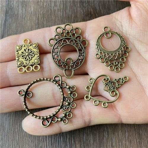 JunKang 10pcs many kinds of square peach heart hollow dream catcher DIY handmade necklace connector wholesale