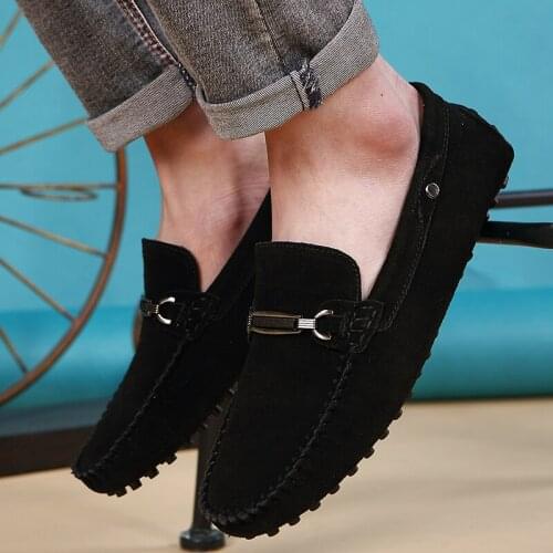Fashion Slip on Casual Men Loafers Spring and Autumn Mens Moccasins Shoes Genuine Leather Suede Male Flats Luxury Driving Shoes
