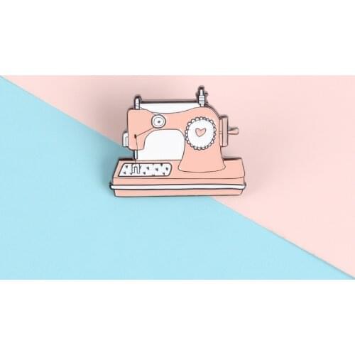 Cartoon retro orange sewing machine cute heart brooch badge symbol lapel clothes pin jewelry couple gift