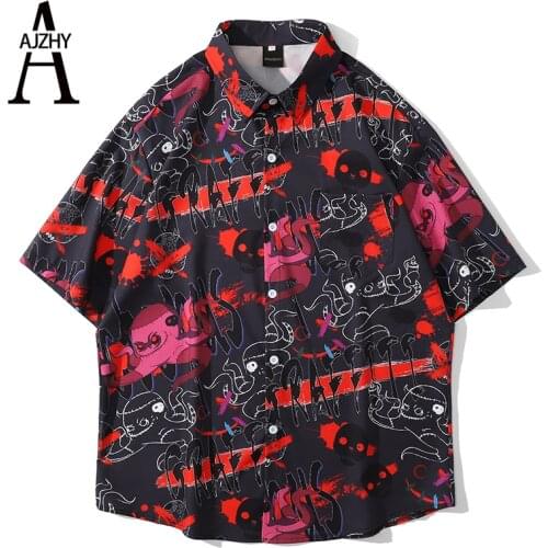 Mens Short Sleeve Print Shirt for Men Summer Beach Turn-down Collar Harajuku Shirt Japanese Fashion Hawaiian Shirt Mens Clothing