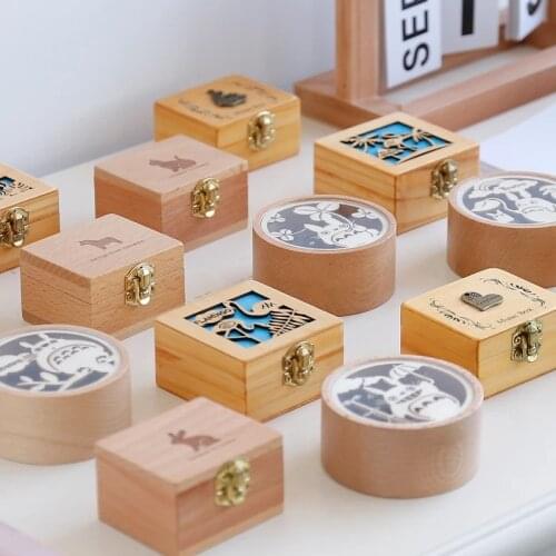 New Wooden Music Box Flamingo Hand Cranked Wood Music Box Christmas Gifts Wedding souvenir Square/Round