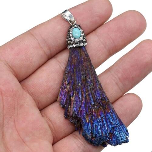 New natural stone pendant irregular type Purple quartzs faceted pendant necklace for DIY jewelry best birthday gift size 40x50mm