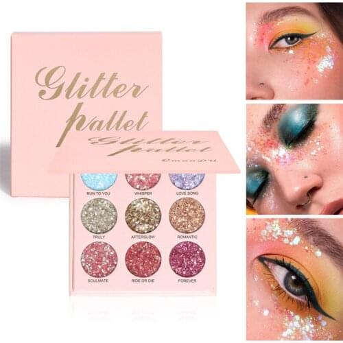 1box Eyeshadow Palette Holographic Shiny Easy To Wear Matte Glitter Pigment Eye Shadow Pallete Metallic Diamond Makeup Palette