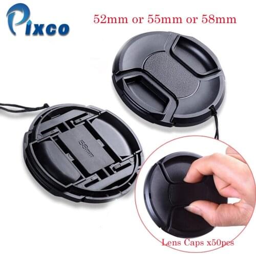 Pixco Center Pinch Snap-on Front Lens Cap 52mm or 55mm or 58mm Lens Cap Suit For Canon Nikon Pentax Olympus x50 Pcs