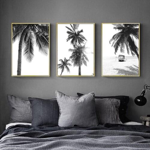 Black White Tropical Palm Tree Canvas Posters and Prints Minimalist Painting Wall Art Picture Nordic Living Room Home Decor