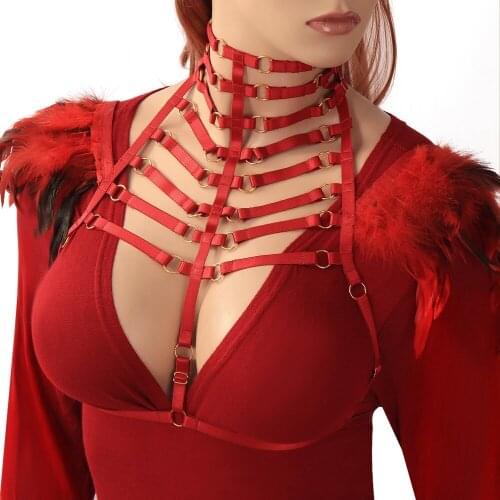 Feather Garters Belt Body Harness Bra Sexy Lingerie Goth Stockings Womens Underwear Bdsm Sword Belt Gothic Clothes Rave Wear