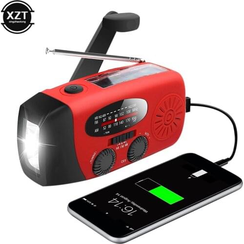 Solar Hand Crank RADIO Receiver Mini Portable AM/FM/WB Weather Radio With 3 LED Flashlight Emergency Power supply/Bank Outdoor