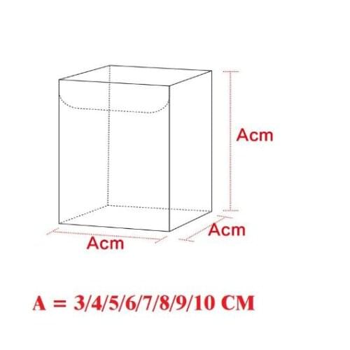 A *A*A CM (A=3/4/5/6/7/8/9/10) Transparent Waterproof Clear PVC Boxes Packaging Plastic Candy Box Storage Event&Party Supplies