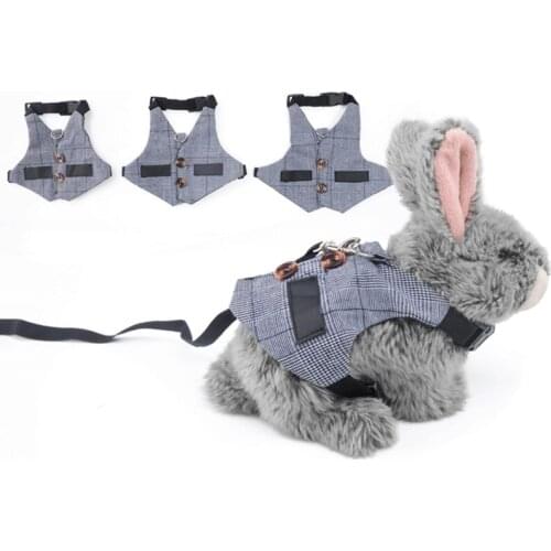 68UC Adjustable Soft Rabbit Vest Harness Leash Suit Suspenders Gentleman Dress Breathable Walking Escape Proof Ultra Light for
