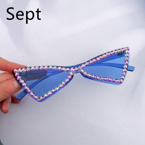 Sept Women Sexy Retro Cat Eye Sunglasses Fashion Diamond Cat Eye Sunglasses Brand Designer UV400 Color Glasses Female