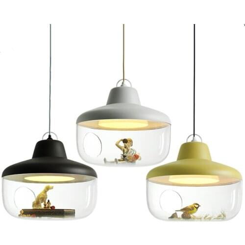 Modern Children Bedroom Box Cartoon People Dog Animal Pendant Light For Dining Room Bedroom Coffee Bar Hanging Lighting