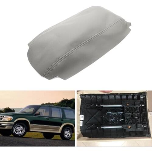 Car-styling Microfiber Leather Center Control Armrest Box Cover Trim For Ford Explorer 1995 1996 1997 1998 1999 2000 2001 Gray