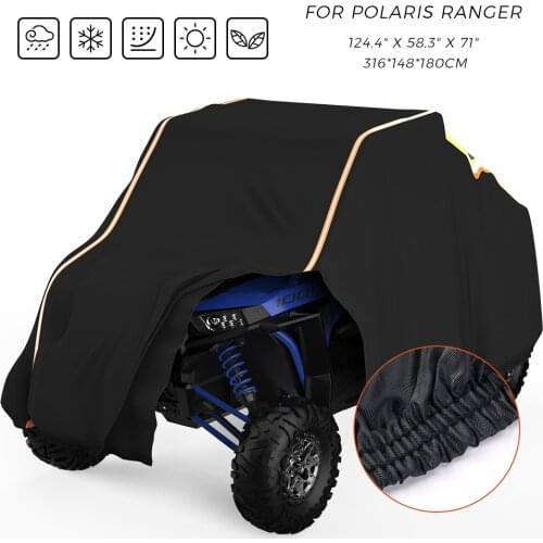 UTV Black Waterproof Utility Vehicle Storage Cover Side-by-Side SxS for Polaris Ranger 570 900 1000 RZR 900 Models 2014-2017