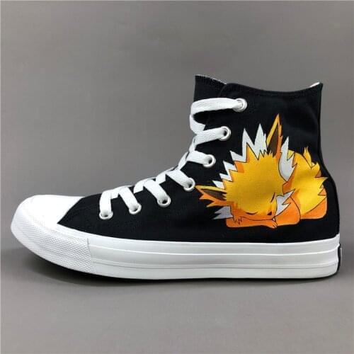 Wen Anime Hand Painted Shoes Women Men Canvas Shoes High Top Black Sneakers