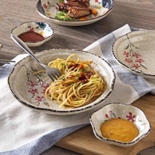 Japan Snowflake Glaze Ceramic Plate Household Hand Painted Dinner Tray Creative Tableware Fruit Plate Breakfast Plate