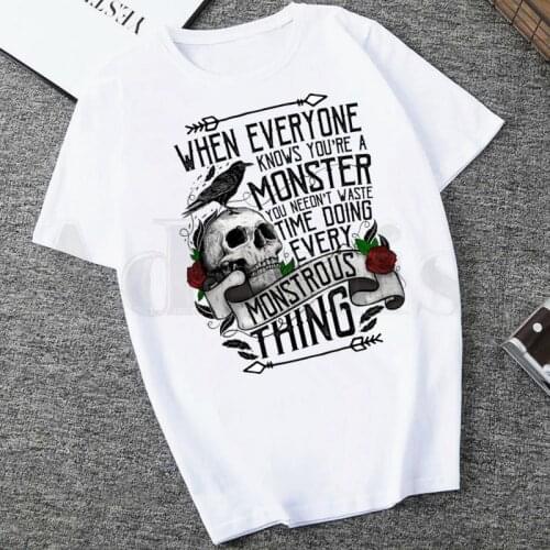 Fine Make Me Your Villain Shadow and Bone Short Sleeve Female Tops Tees Harajuku VintageT Shirts Womens T-shirt