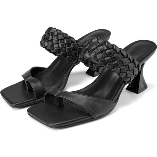 New Summer Fashion Design Weave Women Sandals High heels Ladies Sandals Open Toe Shoes Colorful Candy Colors Sweet purple beig