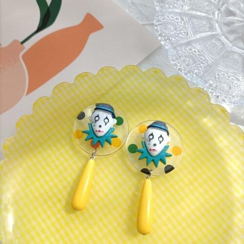 ZiccoWong New Creative Design Colorful Clown Long Dangle Earring For Women Girl Water Drop Geometric Fashion Funny Earring