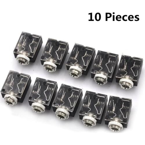 10pcs/lot 5 Pin Headphone Jack PCB Mount Female 3.5mm Stereo Jack Socket Connector Headphone Jacks