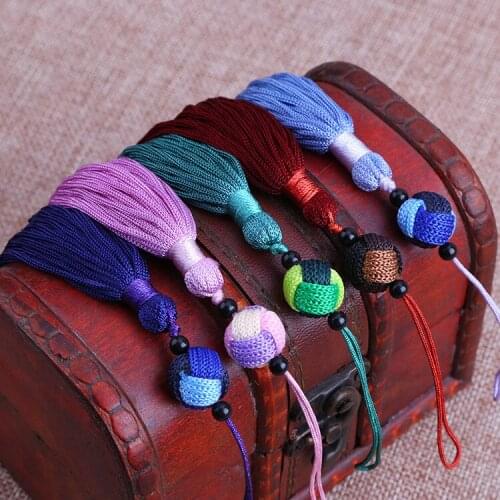 25pcs/lot Mixed Color Silk polyester Tassel Jewelry Charms Tassels With ball Caps For DIY Jewelry Accessories