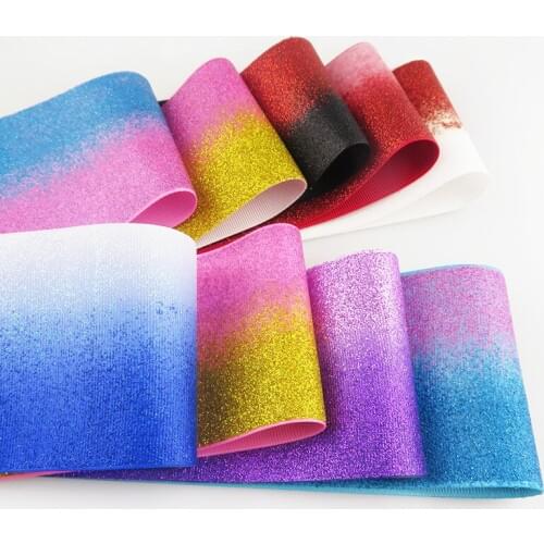 3" 75mm Double color glitter grosgrain ribbon soft to make big bows welcome custom colors