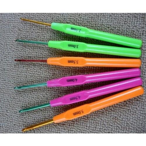 6pc/set 15set/lot Plastic Handle Aluminum Crochets Hooks Knitting Needle Kits DIY Knitted Needlework Tool Set Hooks TOOL-72272