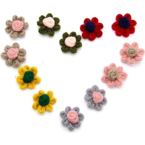 David accessories 10pcs 35*35mm Wool Needle Felt Flower DIY Fashion Jewelry Hair Garment Accessories (random color),10Yc8813