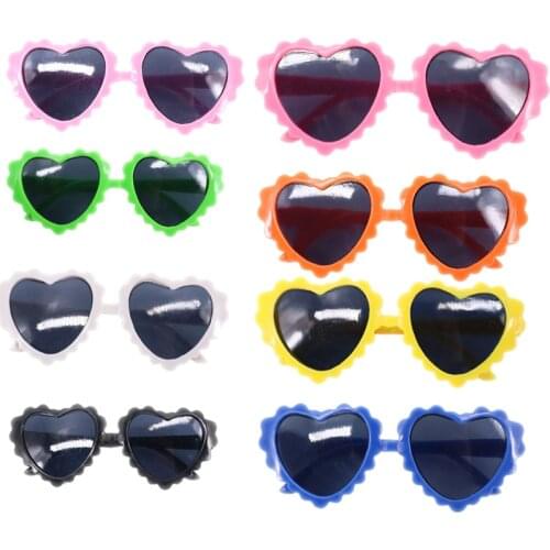 Doll Accessories Wave Heart-shaped Sunglasses Glasses For 18 Inch American Doll Girl & 43 cm New Born Baby Items