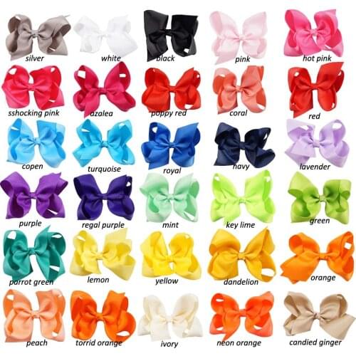 4" 2 Pcs/Lot Grosgrain Ribbon Hair Bows with Alligator Clips for Girls Kids Solid Hairbows Hairgrips Children Hair Accessories
