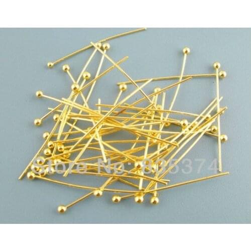Free Shipping 1500pcs gold Plated Ball Head Pins 0.5x25mm Jewelry Making Findings