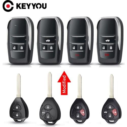 KEYYOU 10pcs 2/3/4 Buttons Car Remote Key Shell TOY47 For Toyota Crown Camry Corolla Reiz RAV4 Avalon Venza Matrix Auto Fob Case