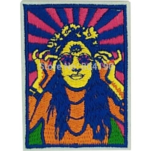 Girl Psychedelic Hippy Chick 60s Music Band Woven IRON On Patch APPLIQUE Heavy Metal Rock Punk Badge