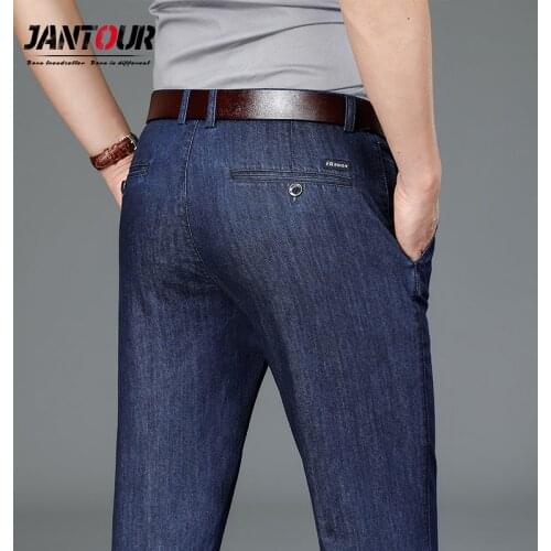Advanced Jeans for Men Four seasons Casual High Quality 100%Cotton Straight Fit Denim Pants Business Baggy Trousers Male