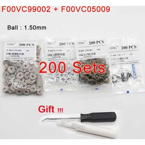 ERIKC 200sets Wholesale F00VC99002 Fuel Injector Valve Ball Repair Kit F00VC05009 Ceramic Ball 1.5mm Repair Kits for BOSCH