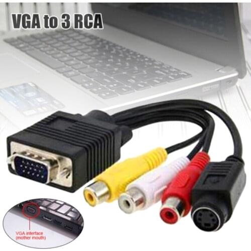 VGA to 3RCA Plus Cable S Video VGA to AV Cable VGA Component Cable for Computer TV