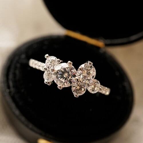 2021 New 925 Silver Round Created Moissanite Rose Gold Colour Ring Creative Fashion Personality Retro Ladies Jewelry Gifts