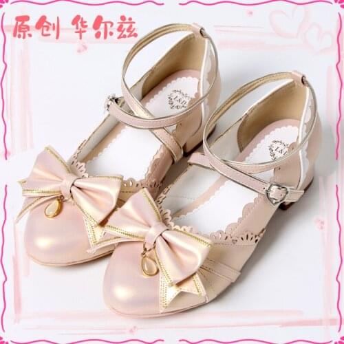 Summer princess sweet lolita shoes cute student daily bowknot leather shoes round head low heel 1-3cm women shoes cosplay loli