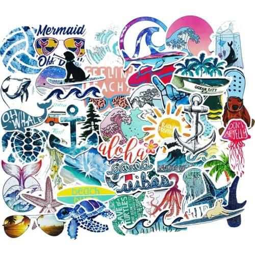 10/50pcs Summer Beach Stickers Surfing Sea Turtle Decal VSCO for Laptop Fridge Phone Skateboard Suitcase Girl Flask Sticker