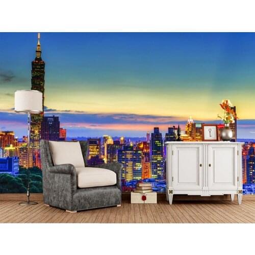 Papel de parede Skyscrapers Houses Night city photo 3d wallpaper mural,living room TV sofa wall bedroom wall papers home decor