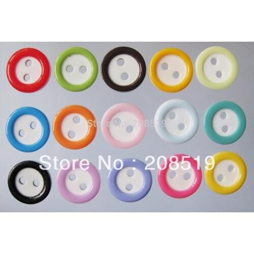 NBNNSO 11mm Round resin craft doll buttons Mix 100pcs randomly Decorative scrapbooking sewing buttons