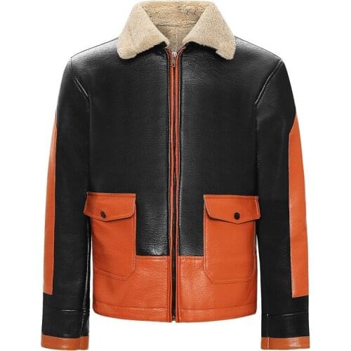 Novel Winter Mens Leather Jacket Thick Casual Leather Coat British Style Patchwork Motorcycle Jacket Male Overcoat EU Size
