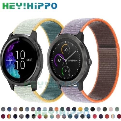 New 20mm Nylon Strap for Garmin venu Sq vivoactive3 music Braided nylon wristband for forerunner 245 645 music vivomove HR