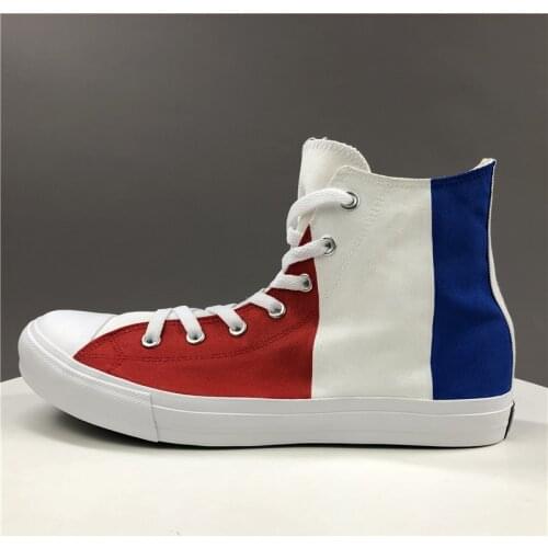 Wen Skateboarding Shoes Hand Painted Shoes France Flag Design High Top Women Mens Canvas Shoes Rubber Sneakers Free Shipping
