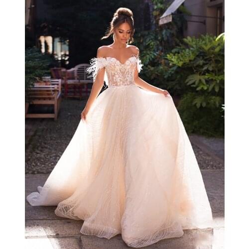 Verngo A line Wedding Dress 2020 Backless Wedding Gowns Elegant Off The Shoulder Bride Dress Vestidos De Novia