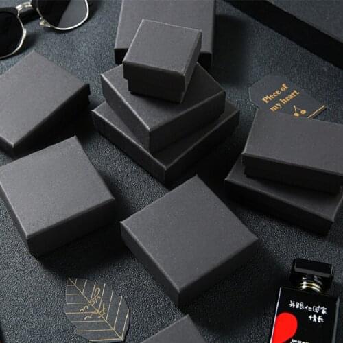 24pcs Retro Kraft Jewelry Box Gift Cardboard Boxes for Ring Necklace Earring Gift Jewelry Packaging with Sponge Inside