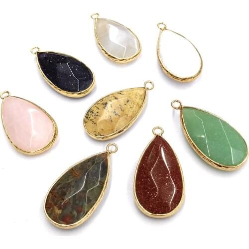 Natural Stone Agates Pendants Water drop shape Pendant for Jewelry Making Diy necklace accessories Reiki Healing Jewellery Gift