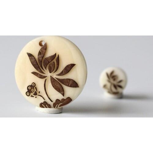 Wholesale Tagua Nut Artisan Crafted Lotus Flower Pendant For Necklace DIY Zen Buddhism Natural Wooden Charms For Jewelry Making