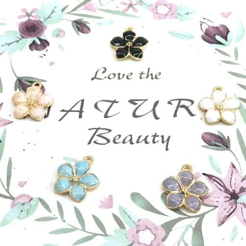 10pcs/lot Cherry Blossoms Charms DIY Alloy Pendant Drop Oil Flowers Enamel Charm Earring Braceles Hair Jewelry Accessories YZ147