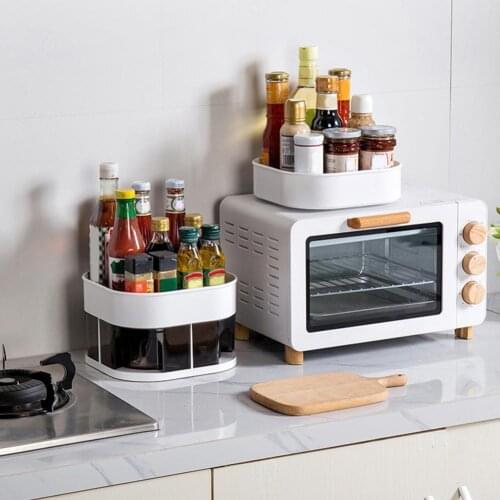Storage Rack Large Capacity Non-slip Tidy-keeping 360 Degree Rotating Seasoning Organizer