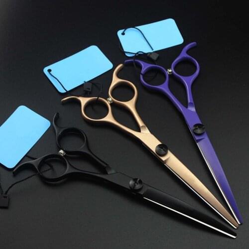 Professional Japan 440c 6.5 inch Colorful Curved Pet dog grooming hair scissors cutting barber pet shears Hairdressing Scissors